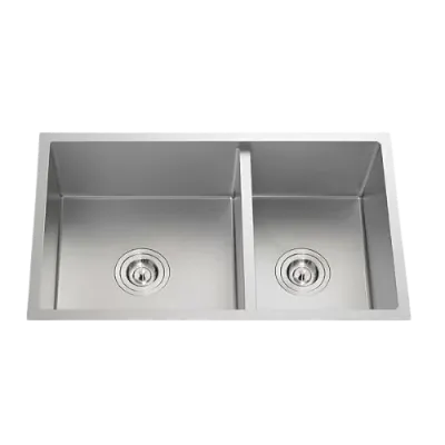 Pia de cozinha dupla HU78 feita à mão com embutir
