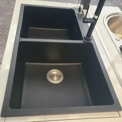 Pia de cozinha com cuba ultraprofunda dupla Q86 - Image 3