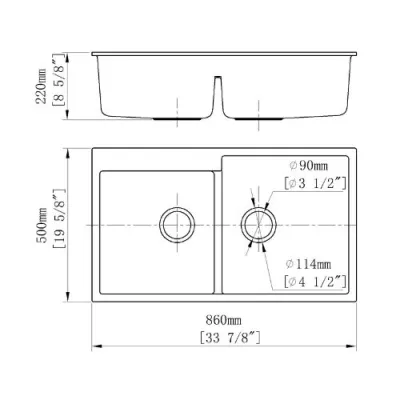 Pia de cozinha com cuba ultraprofunda dupla Q86 - Image 2