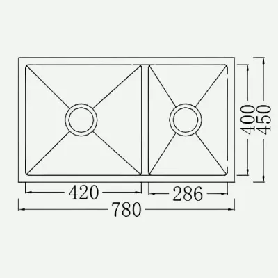 Pia de cozinha dupla HU78 feita à mão com embutir - Image 2